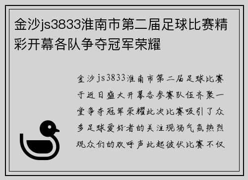 金沙js3833淮南市第二届足球比赛精彩开幕各队争夺冠军荣耀