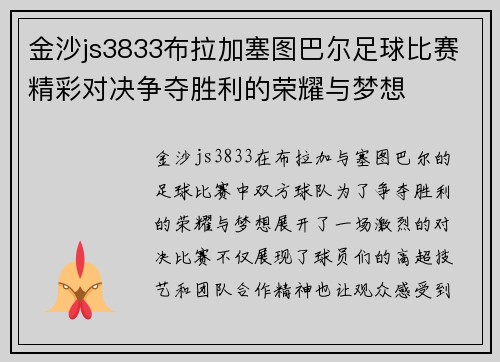 金沙js3833布拉加塞图巴尔足球比赛精彩对决争夺胜利的荣耀与梦想