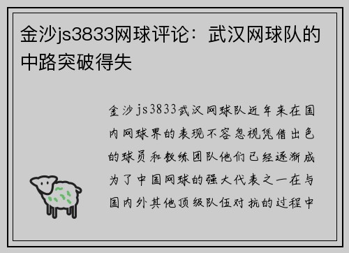 金沙js3833网球评论：武汉网球队的中路突破得失